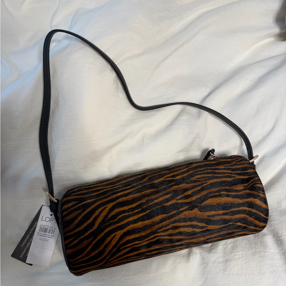 LOFT Tiger-Print Shoulder Bag in Brown and Black